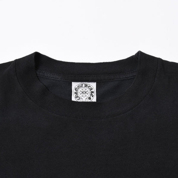 極美品 CHROME HEARTS クロムハーツ 半袖 ポケット Tシャツ サイズS フォッティ スクロール ラベル ロゴ オールド ブラック ホワイト 中古 4a006705