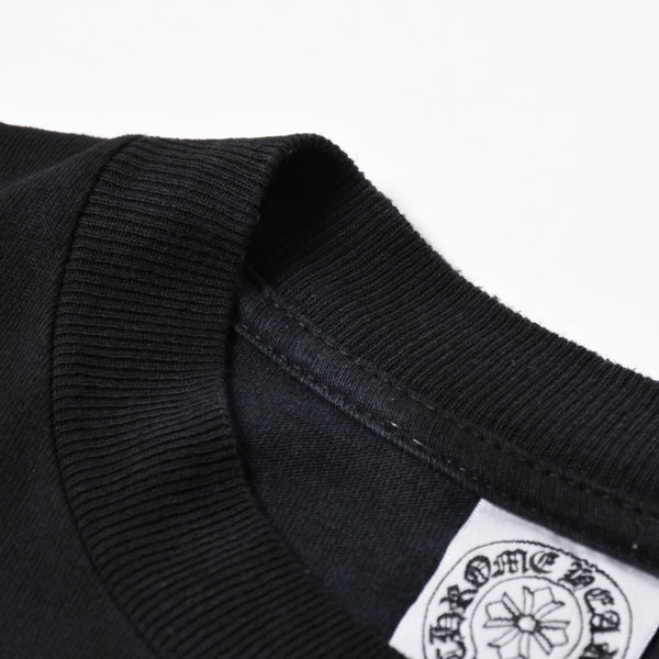 極美品 CHROME HEARTS クロムハーツ 半袖 ポケット Tシャツ サイズS フォッティ スクロール ラベル ロゴ オールド ブラック ホワイト 中古 4a006705