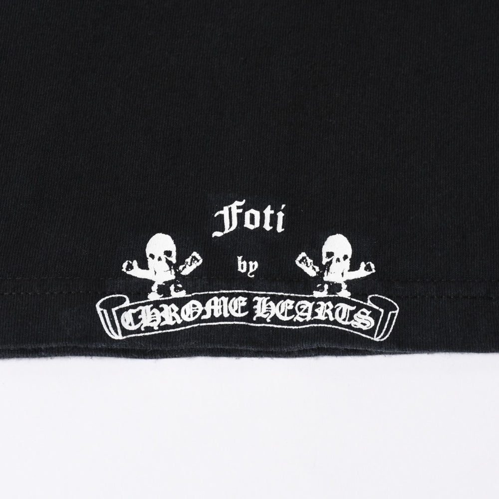 極美品 CHROME HEARTS クロムハーツ 半袖 ポケット Tシャツ サイズS フォッティ スクロール ラベル ロゴ オールド ブラック ホワイト 中古 4a006705