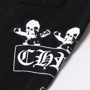 極美品 CHROME HEARTS クロムハーツ 半袖 ポケット Tシャツ サイズS フォッティ スクロール ラベル ロゴ オールド ブラック ホワイト 中古 4a006705
