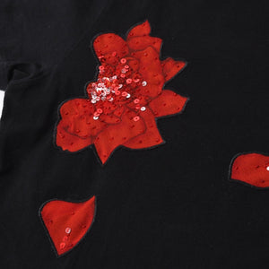CHRISTIAN DIOR クリスチャンディオール John Galliano Era ジョンガリアーノ期 薔薇 スパンコール ブラック レッド 美品 中古 4a006686