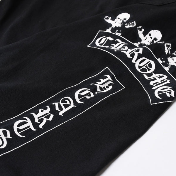 極美品 CHROME HEARTS クロムハーツ 半袖 ポケット Tシャツ サイズS フォッティ スクロール ラベル ロゴ オールド ブラック ホワイト 中古 4a006705