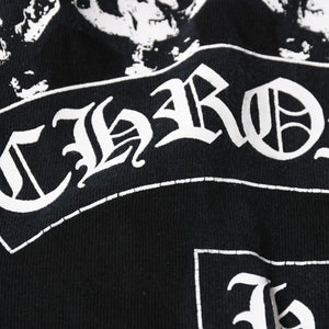 極美品 CHROME HEARTS クロムハーツ 半袖 ポケット Tシャツ サイズS フォッティ スクロール ラベル ロゴ オールド ブラック ホワイト 中古 4a006705