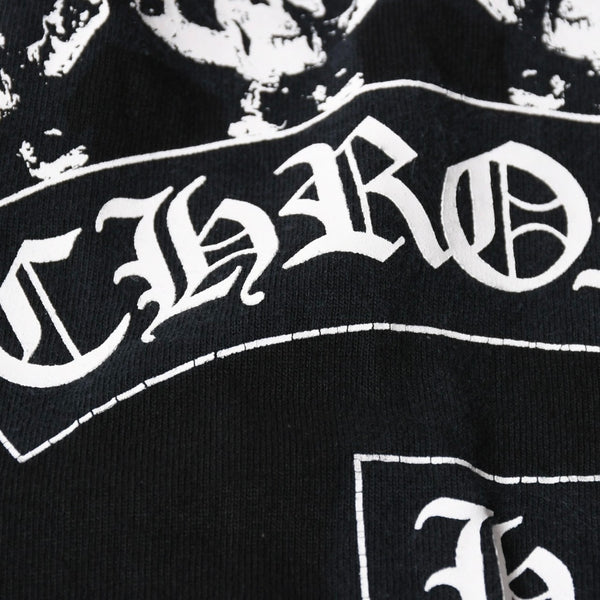 極美品 CHROME HEARTS クロムハーツ 半袖 ポケット Tシャツ サイズS フォッティ スクロール ラベル ロゴ オールド ブラック ホワイト 中古 4a006705
