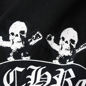 極美品 CHROME HEARTS クロムハーツ 半袖 ポケット Tシャツ サイズS フォッティ スクロール ラベル ロゴ オールド ブラック ホワイト 中古 4a006705