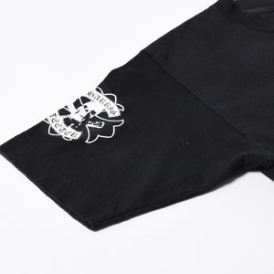 極美品 CHROME HEARTS クロムハーツ 半袖 ポケット Tシャツ サイズS フォッティ スクロール ラベル ロゴ オールド ブラック ホワイト 中古 4a006705