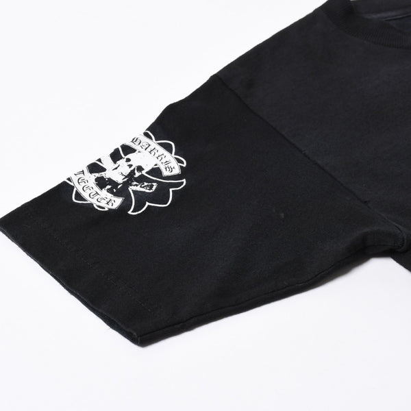 極美品 CHROME HEARTS クロムハーツ 半袖 ポケット Tシャツ サイズS フォッティ スクロール ラベル ロゴ オールド ブラック ホワイト 中古 4a006705