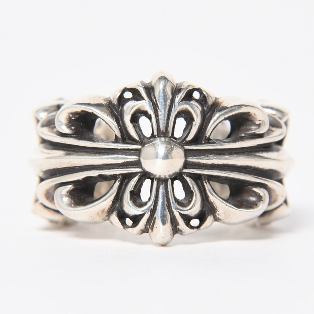 極美品 CHROME HEARTS クロムハーツ ダブルフローラルクロスリング サイズ27号 重量約26.85g 指輪 フローラル クロス アクセサリー シルバー925 中古 4a007043