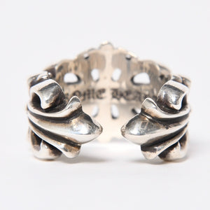 極美品 CHROME HEARTS クロムハーツ ダブルフローラルクロスリング サイズ27号 重量約26.85g 指輪 フローラル クロス アクセサリー シルバー925 中古 4a007043