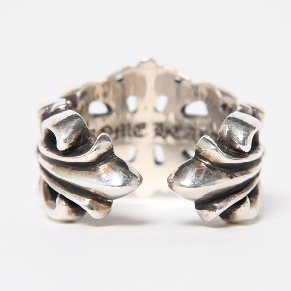 極美品 CHROME HEARTS クロムハーツ ダブルフローラルクロスリング サイズ27号 重量約26.85g 指輪 フローラル クロス アクセサリー シルバー925 中古 4a007043