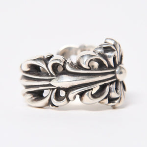 極美品 CHROME HEARTS クロムハーツ ダブルフローラルクロスリング サイズ27号 重量約26.85g 指輪 フローラル クロス アクセサリー シルバー925 中古 4a007043
