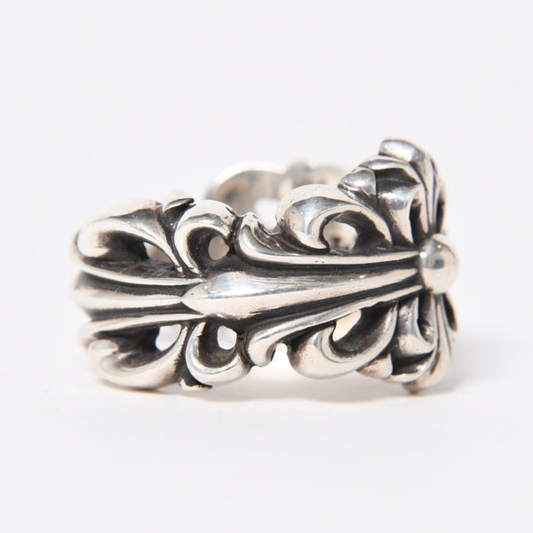 極美品 CHROME HEARTS クロムハーツ ダブルフローラルクロスリング サイズ27号 重量約26.85g 指輪 フローラル クロス アクセサリー シルバー925 中古 4a007043