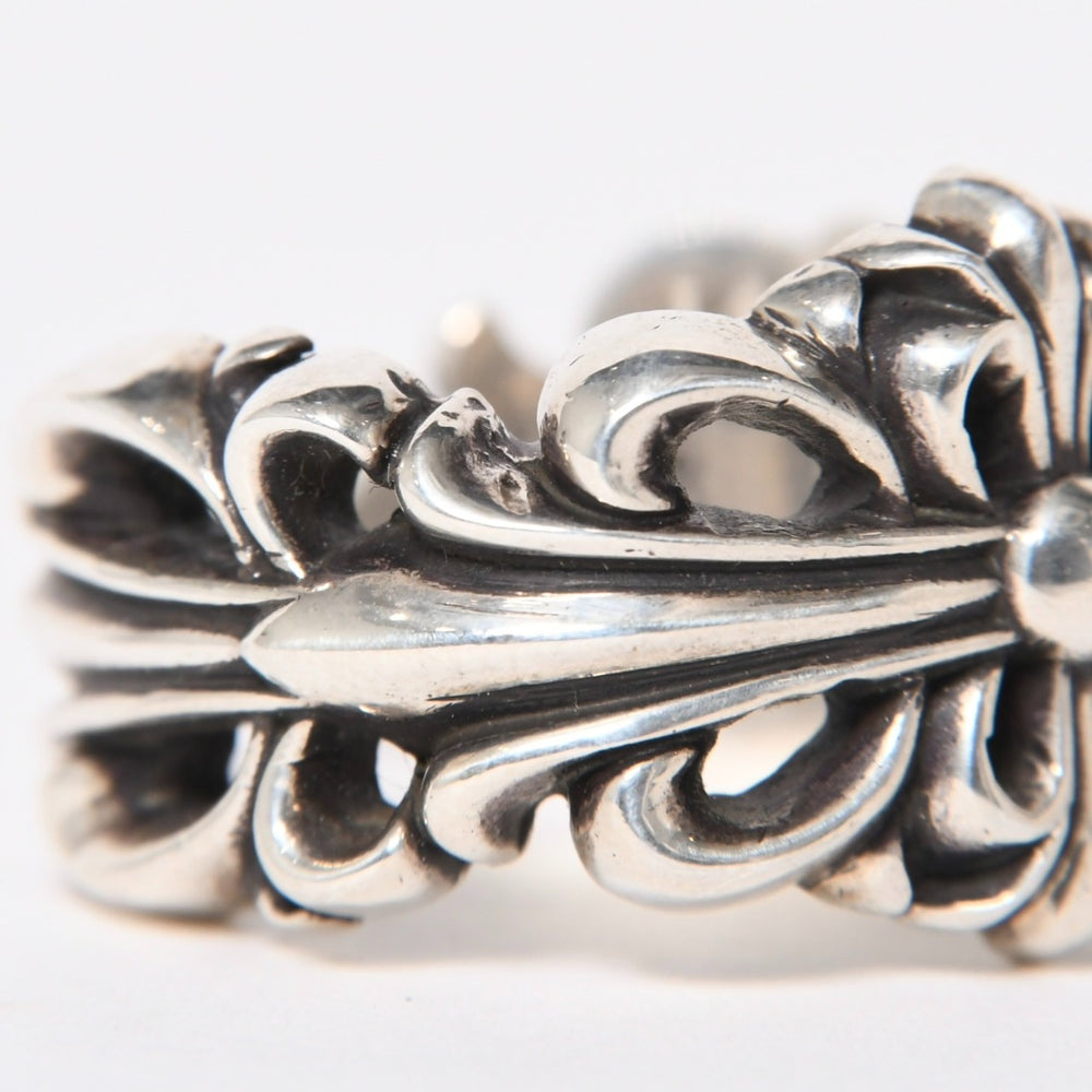 極美品 CHROME HEARTS クロムハーツ ダブルフローラルクロスリング サイズ27号 重量約26.85g 指輪 フローラル クロス アクセサリー シルバー925 中古 4a007043
