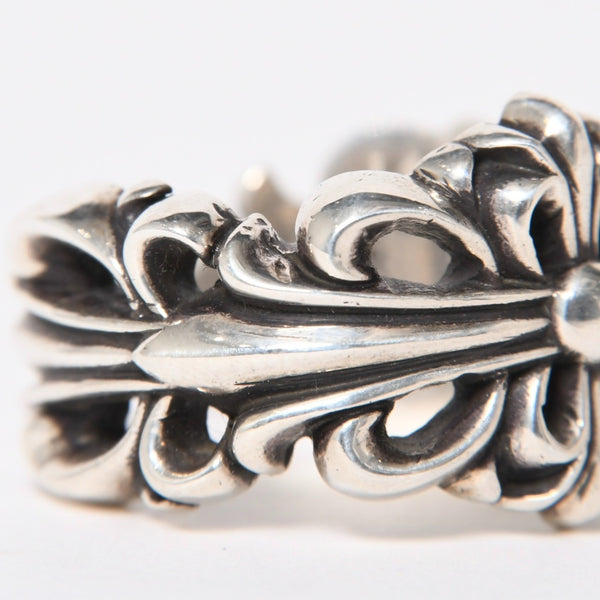 極美品 CHROME HEARTS クロムハーツ ダブルフローラルクロスリング サイズ27号 重量約26.85g 指輪 フローラル クロス アクセサリー シルバー925 中古 4a007043