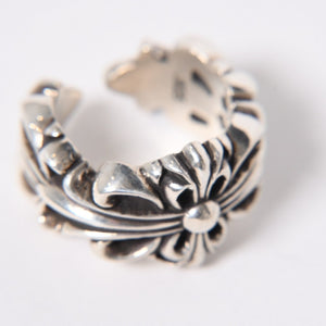 極美品 CHROME HEARTS クロムハーツ ダブルフローラルクロスリング サイズ27号 重量約26.85g 指輪 フローラル クロス アクセサリー シルバー925 中古 4a007043