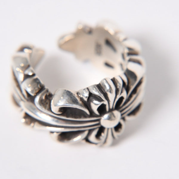 極美品 CHROME HEARTS クロムハーツ ダブルフローラルクロスリング サイズ27号 重量約26.85g 指輪 フローラル クロス アクセサリー シルバー925 中古 4a007043