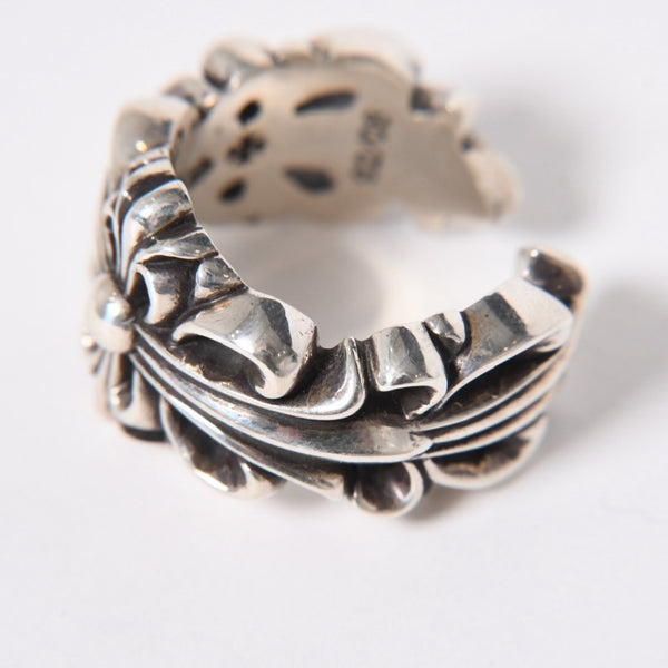 極美品 CHROME HEARTS クロムハーツ ダブルフローラルクロスリング サイズ27号 重量約26.85g 指輪 フローラル クロス アクセサリー シルバー925 中古 4a007043
