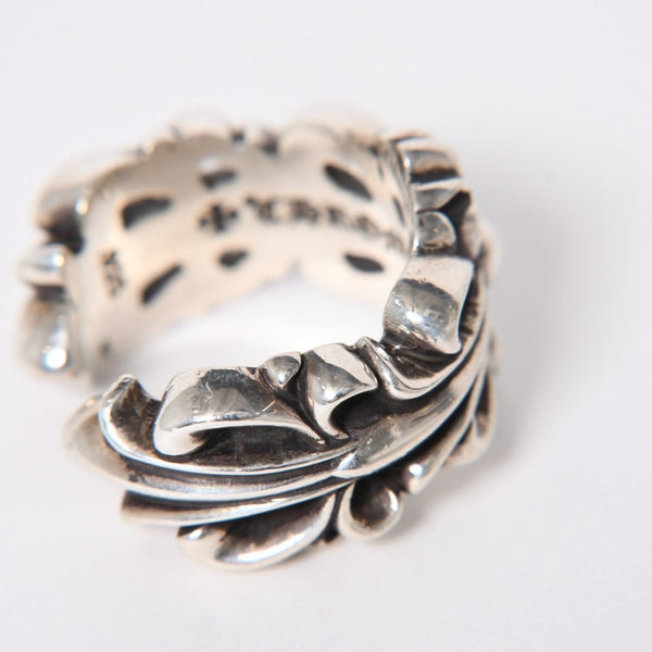 極美品 CHROME HEARTS クロムハーツ ダブルフローラルクロスリング サイズ27号 重量約26.85g 指輪 フローラル クロス アクセサリー シルバー925 中古 4a007043