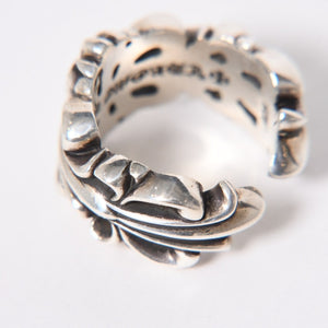 極美品 CHROME HEARTS クロムハーツ ダブルフローラルクロスリング サイズ27号 重量約26.85g 指輪 フローラル クロス アクセサリー シルバー925 中古 4a007043