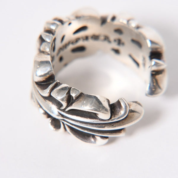 極美品 CHROME HEARTS クロムハーツ ダブルフローラルクロスリング サイズ27号 重量約26.85g 指輪 フローラル クロス アクセサリー シルバー925 中古 4a007043