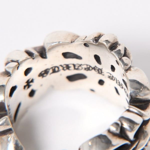 極美品 CHROME HEARTS クロムハーツ ダブルフローラルクロスリング サイズ27号 重量約26.85g 指輪 フローラル クロス アクセサリー シルバー925 中古 4a007043