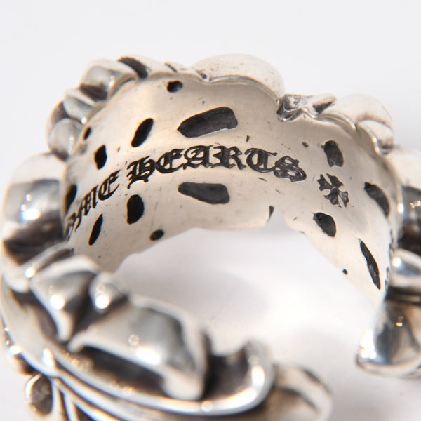 極美品 CHROME HEARTS クロムハーツ ダブルフローラルクロスリング サイズ27号 重量約26.85g 指輪 フローラル クロス アクセサリー シルバー925 中古 4a007043