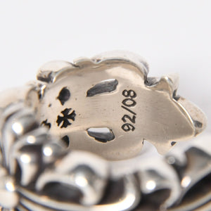 極美品 CHROME HEARTS クロムハーツ ダブルフローラルクロスリング サイズ27号 重量約26.85g 指輪 フローラル クロス アクセサリー シルバー925 中古 4a007043