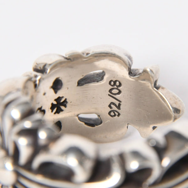 極美品 CHROME HEARTS クロムハーツ ダブルフローラルクロスリング サイズ27号 重量約26.85g 指輪 フローラル クロス アクセサリー シルバー925 中古 4a007043