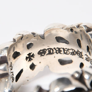 極美品 CHROME HEARTS クロムハーツ ダブルフローラルクロスリング サイズ27号 重量約26.85g 指輪 フローラル クロス アクセサリー シルバー925 中古 4a007043