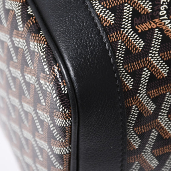 新品同様 GOYARD ゴヤール プティフロ バケット バッグ ブラック ショルダーバッグ コーティングキャンバス カーフスキン 中古 4a006701