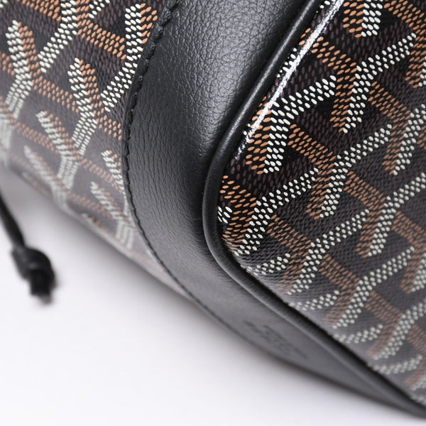 新品同様 GOYARD ゴヤール プティフロ バケット バッグ ブラック ショルダーバッグ コーティングキャンバス カーフスキン 中古 4a006701