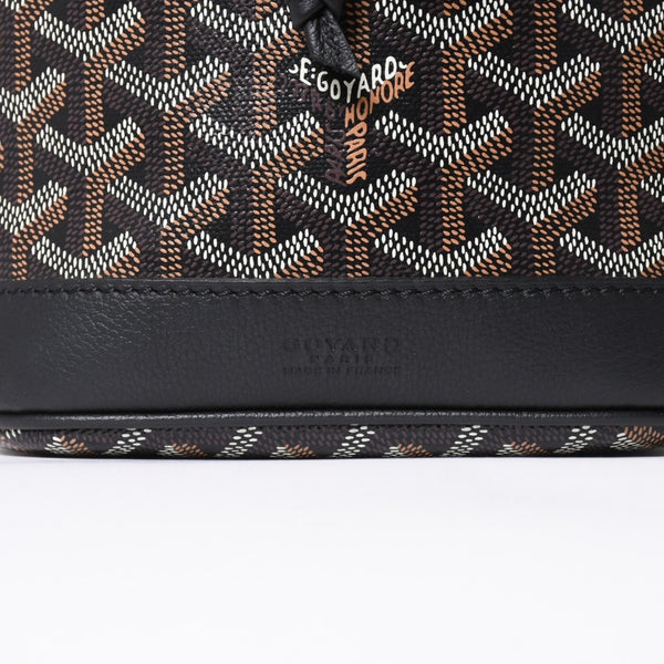 新品同様 GOYARD ゴヤール プティフロ バケット バッグ ブラック ショルダーバッグ コーティングキャンバス カーフスキン 中古 4a006701