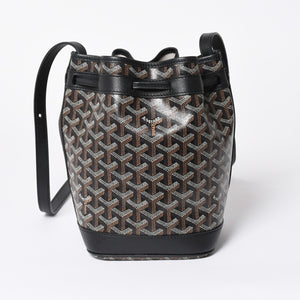 新品同様 GOYARD ゴヤール プティフロ バケット バッグ ブラック ショルダーバッグ コーティングキャンバス カーフスキン 中古 4a006701