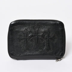 極美品 CHROME HEARTS クロムハーツ 二つ折り財布 財布 バンクローバー レザー ブラック シルバー925 セメタリークロスパッチ 中古 4a006700