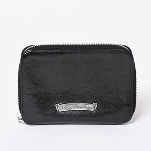 極美品 CHROME HEARTS クロムハーツ 二つ折り財布 財布 バンクローバー レザー ブラック シルバー925 セメタリークロスパッチ 中古 4a006700
