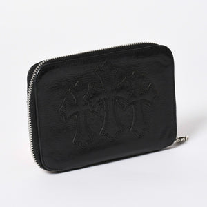 極美品 CHROME HEARTS クロムハーツ 二つ折り財布 財布 バンクローバー レザー ブラック シルバー925 セメタリークロスパッチ 中古 4a006700