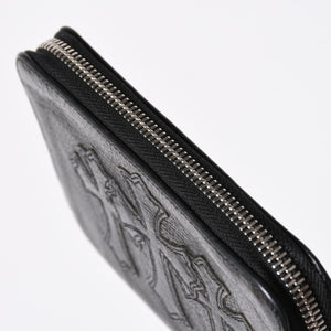 極美品 CHROME HEARTS クロムハーツ 二つ折り財布 財布 バンクローバー レザー ブラック シルバー925 セメタリークロスパッチ 中古 4a006700