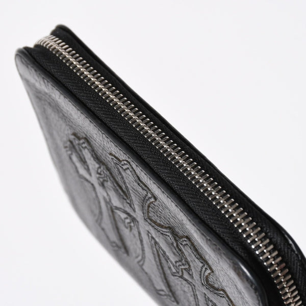 極美品 CHROME HEARTS クロムハーツ 二つ折り財布 財布 バンクローバー レザー ブラック シルバー925 セメタリークロスパッチ 中古 4a006700