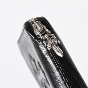 極美品 CHROME HEARTS クロムハーツ 二つ折り財布 財布 バンクローバー レザー ブラック シルバー925 セメタリークロスパッチ 中古 4a006700