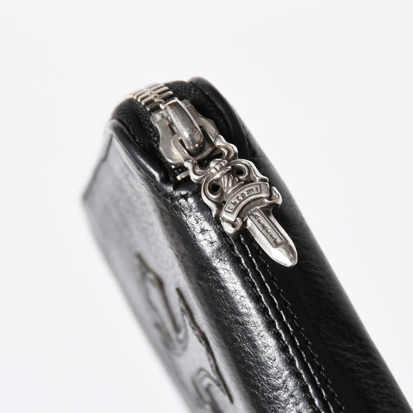 極美品 CHROME HEARTS クロムハーツ 二つ折り財布 財布 バンクローバー レザー ブラック シルバー925 セメタリークロスパッチ 中古 4a006700
