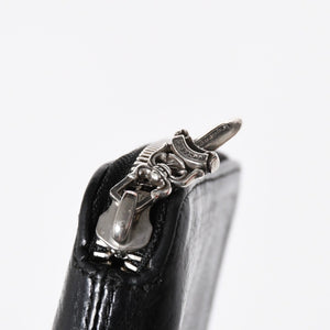 極美品 CHROME HEARTS クロムハーツ 二つ折り財布 財布 バンクローバー レザー ブラック シルバー925 セメタリークロスパッチ 中古 4a006700