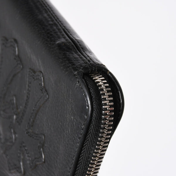 極美品 CHROME HEARTS クロムハーツ 二つ折り財布 財布 バンクローバー レザー ブラック シルバー925 セメタリークロスパッチ 中古 4a006700
