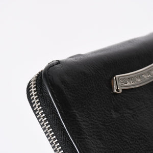 極美品 CHROME HEARTS クロムハーツ 二つ折り財布 財布 バンクローバー レザー ブラック シルバー925 セメタリークロスパッチ 中古 4a006700