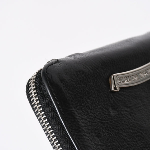 極美品 CHROME HEARTS クロムハーツ 二つ折り財布 財布 バンクローバー レザー ブラック シルバー925 セメタリークロスパッチ 中古 4a006700