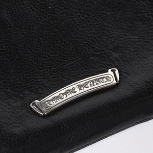極美品 CHROME HEARTS クロムハーツ 二つ折り財布 財布 バンクローバー レザー ブラック シルバー925 セメタリークロスパッチ 中古 4a006700