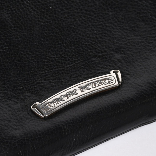 極美品 CHROME HEARTS クロムハーツ 二つ折り財布 財布 バンクローバー レザー ブラック シルバー925 セメタリークロスパッチ 中古 4a006700