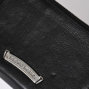 極美品 CHROME HEARTS クロムハーツ 二つ折り財布 財布 バンクローバー レザー ブラック シルバー925 セメタリークロスパッチ 中古 4a006700