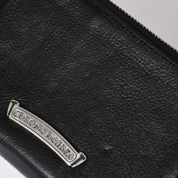 極美品 CHROME HEARTS クロムハーツ 二つ折り財布 財布 バンクローバー レザー ブラック シルバー925 セメタリークロスパッチ 中古 4a006700