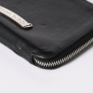 極美品 CHROME HEARTS クロムハーツ 二つ折り財布 財布 バンクローバー レザー ブラック シルバー925 セメタリークロスパッチ 中古 4a006700