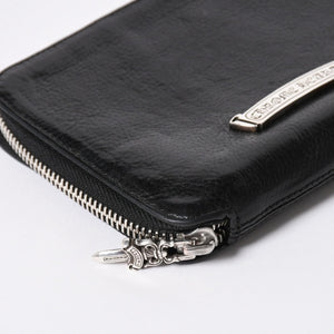 極美品 CHROME HEARTS クロムハーツ 二つ折り財布 財布 バンクローバー レザー ブラック シルバー925 セメタリークロスパッチ 中古 4a006700